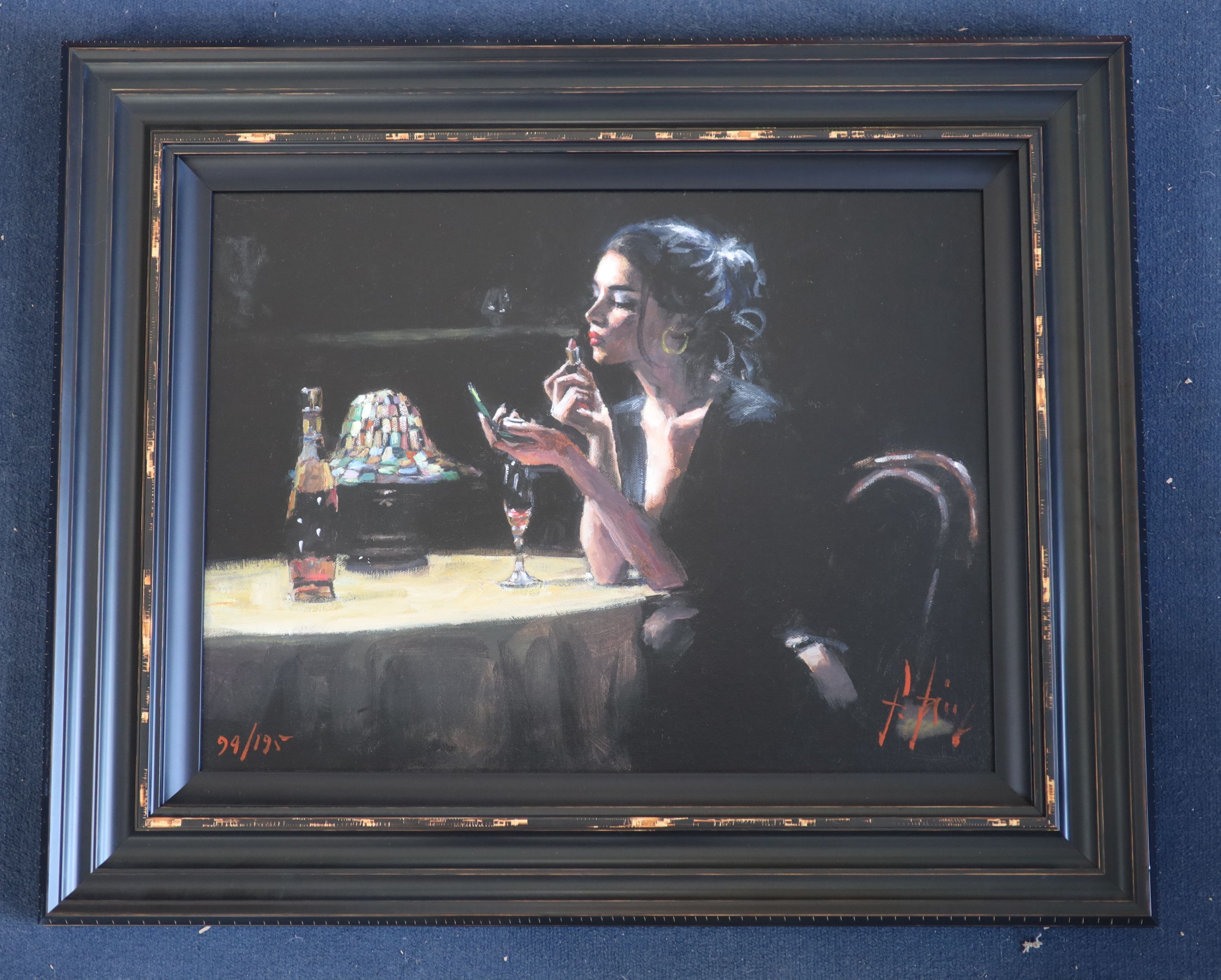 Fabian Perez, hand embellished canvas on board, Eugenia III, 94/195, with COA, 45 x 60cm